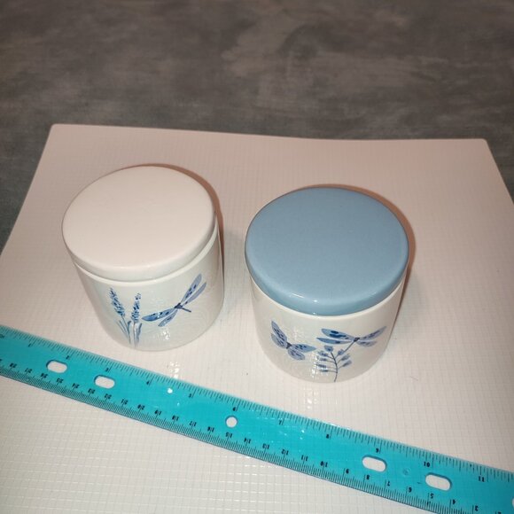 Dragonfly Flowers Containers Bathroom Kitchen Bedroom Office Set Ceramic Vintage - Picture 3 of 8